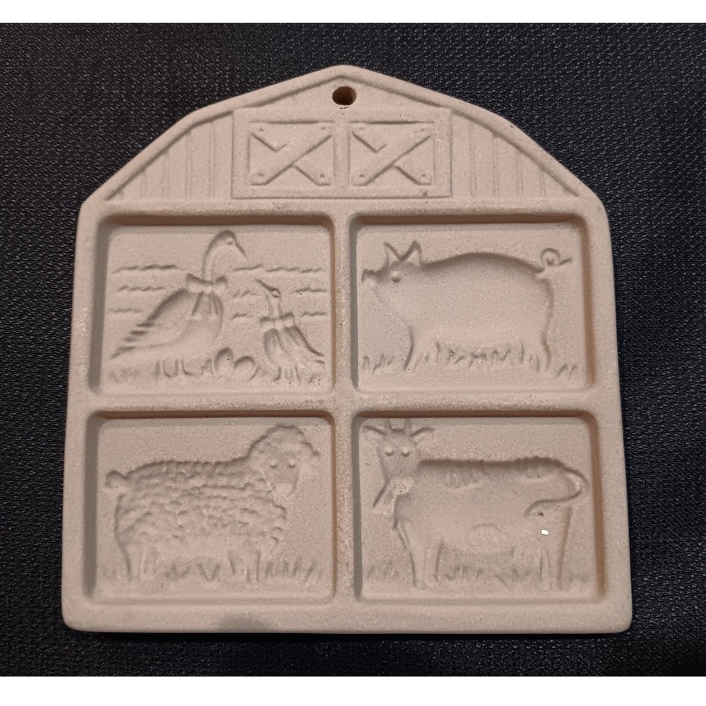 The Pampered Chef Farmyard Friends Stoneware Cookie Mold 1994 Barn Animals USA